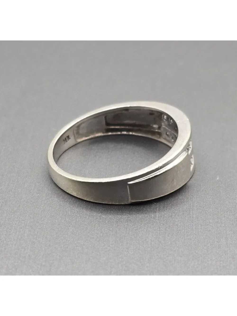 10k White Gold Natural Diamond Channel Set Band Ring Size 10.25 Signed NDI 4.05g - Picture 2 of 16